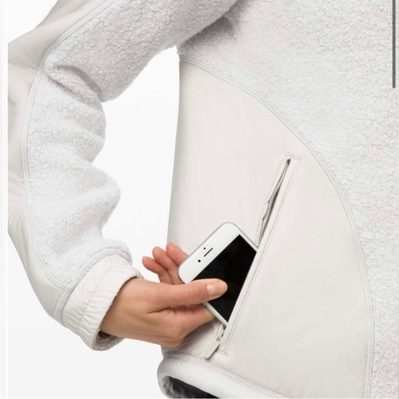 LULULEMON Go Cozy Wool Blend Fleece Jacket Snap Up Heathered Sherpa size 8 - Picture 3 of 11